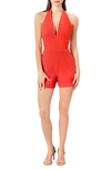 Dress The Population Alexi Halter Open-back Romper In Orange