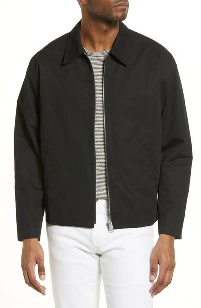 Frame Cotton And Linen-blend Twill Blouson Jacket In Noir