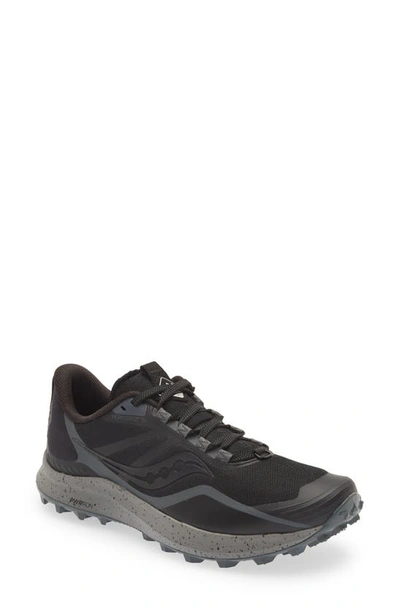 Saucony Peregrine 12 Trail Running Shoe In Black Charcoal