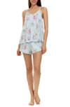 Flora Nikrooz Petunia Floral Print Short Camisole Pajamas In Light Blue