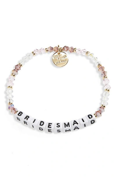 Little Words Project Bridesmaid Beaded Stretch Bracelet In White Multi