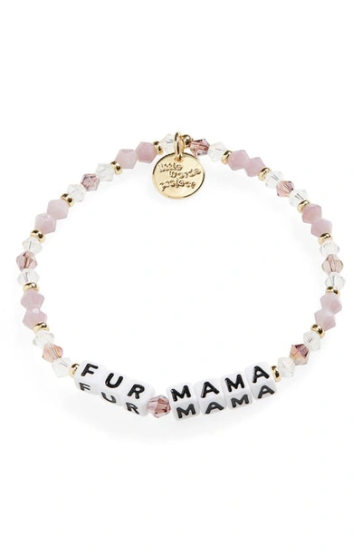 Little Words Project Fur Mama Beaded Stretch Bracelet In White