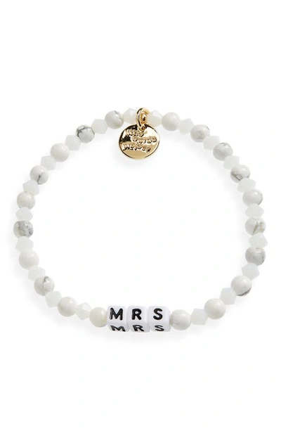 Little Words Project Mrs Beaded Stretch Bracelet In White