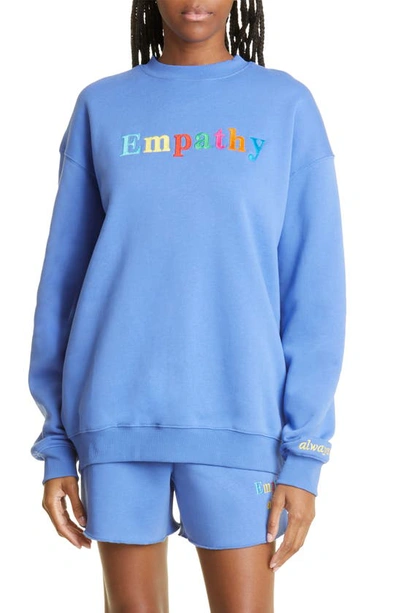The Mayfair Group Unisex Empathy Embroidered Crewneck Sweatshirt In Royal Blue