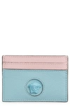 Versace Medusa Leather Card Case In Light Blue+pink