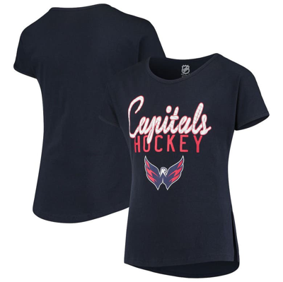Outerstuff Kids' Girls Youth Navy Washington Capitals Laced Through T-shirt
