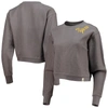 League Collegiate Wear Charcoal Lsu Tigers Corded Timber Cropped Pullover Sweatshirt In Charcoal