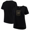 5TH AND OCEAN BY NEW ERA 5TH & OCEAN BY NEW ERA BLACK LAFC PLUS SIZE ATHLETIC BABY V-NECK T-SHIRT