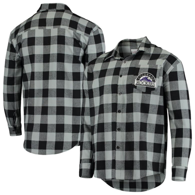 Foco Black/gray Colorado Rockies Large Check Flannel Button-up Long Sleeve Shirt