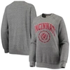 PRESSBOX PRESSBOX HEATHERED GRAY CINCINNATI BEARCATS EDITH VINTAGE KNOBI RAGLAN PULLOVER SWEATSHIRT