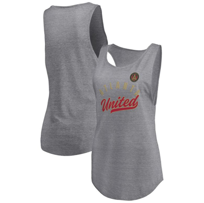 Fanatics Branded Heathered Gray Atlanta United Fc Quality Time Open Scoop Neck Tri-blend Tank Top
