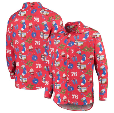 Foco Red Philadelphia 76ers Floral Winter Explosion Long Sleeve Button-up Shirt