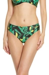 Ganni Banana Print Mid-rise Bikini Bottoms In Banana Tree Black