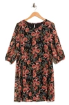 CONNECTED APPAREL CONNECTED APPAREL FLORAL BALLOON SLEEVE SHIFT DRESS
