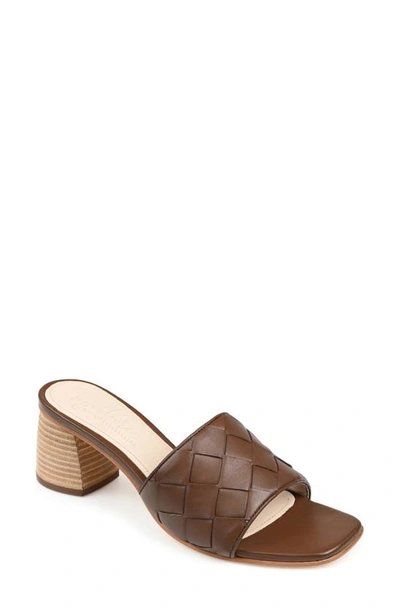 Journee Signature Kellee Woven Leather Sandal In Brown