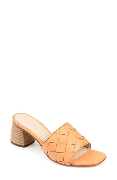 Journee Signature Kellee Woven Leather Sandal In Tan