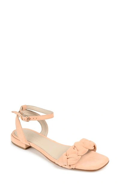 Journee Signature Sellma Braided Ankle Strap Sandal In Coral
