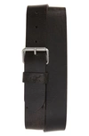 Allsaints Ramskull Embossed Leather Belt In Black/ Dull Nickel