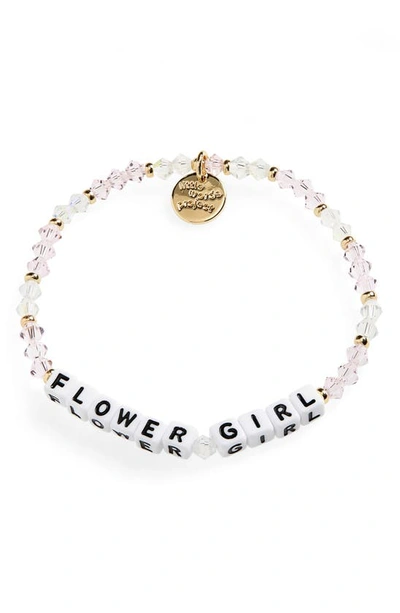Little Words Project Flower Girl Beaded Stretch Bracelet In Blush White