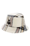 ISABEL MARANT HALEY CHECK LOGO BUCKET HAT