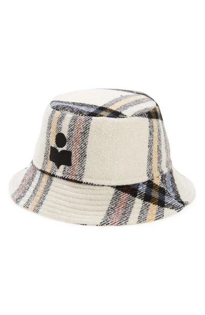 Isabel Marant Haley Checked Wool Bucket Hat In Blue