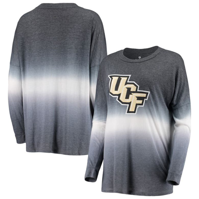 Colosseum Black/gray Ucf Knights Winkle Dip Dye Long Sleeve T-shirt