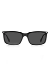 Polaroid 55mm Polarized Rectangular Sunglasses In Black / Gray Pz