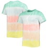 THE WILD COLLECTIVE MINT/CORAL WNBA LOGOWOMAN PRIDE TIE-DYE T-SHIRT