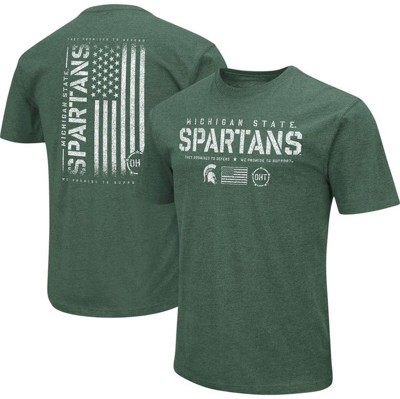 Colosseum Heather Green Michigan State Spartans Oht Military Appreciation Flag 2.0 T-shirt