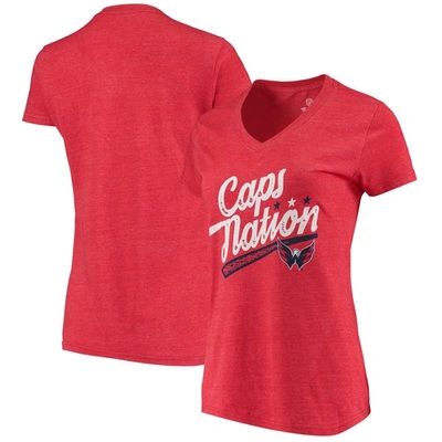 Fanatics Branded Red Washington Capitals Caps Nation Tri-blend V-neck T-shirt