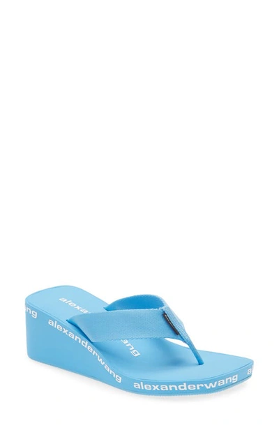 Alexander Wang Logo-print Thong-strap Sandals In Island Sea