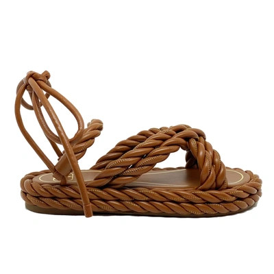 Valentino Garavani Valentino The Rope Leather Sandals In Brown