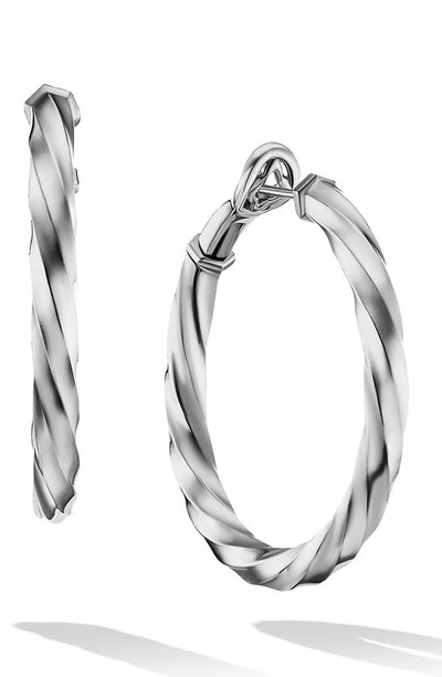 David Yurman Cable Edge Hoop Earrings In Sterling Silver