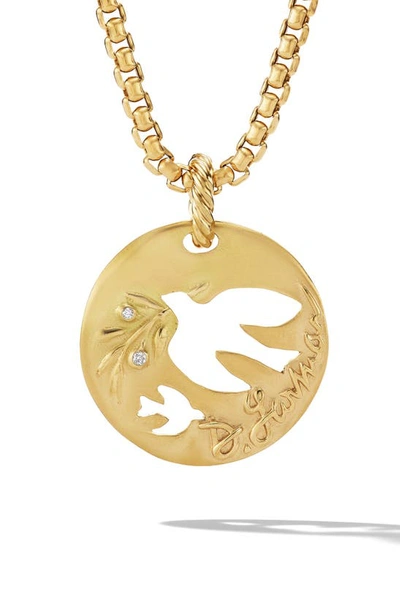 David Yurman 18kt Yellow Gold Elements Cut Out Dove Diamond Enhancer Pendant In 18k Yellow Gold
