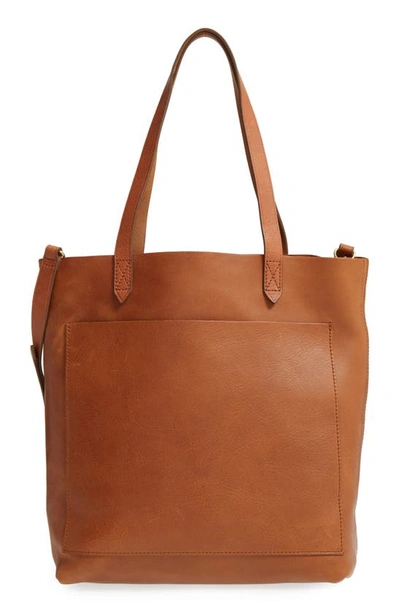 Madewell The Transport Large Leather Tote In English Saddle