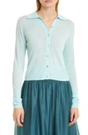 Vince Collared Slim-fit Button-front Cotton Shirt In Seafoam