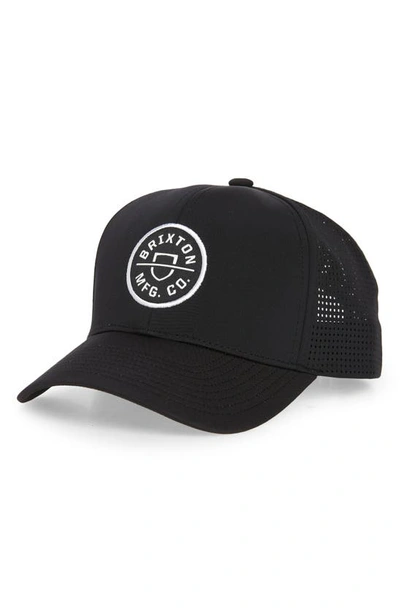 Brixton Crest X Mp Snapback Baseball Cap In Black