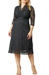 Kiyonna Scalloped Boudoir Lace Sheath Dress In Onyx