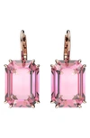 Swarovski Millenia Pink Rose Gold-tone Plated Octagon Cut Earrings In Pink
