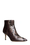 L Agence Aimee Pointed Toe Bootie In Brown Snake