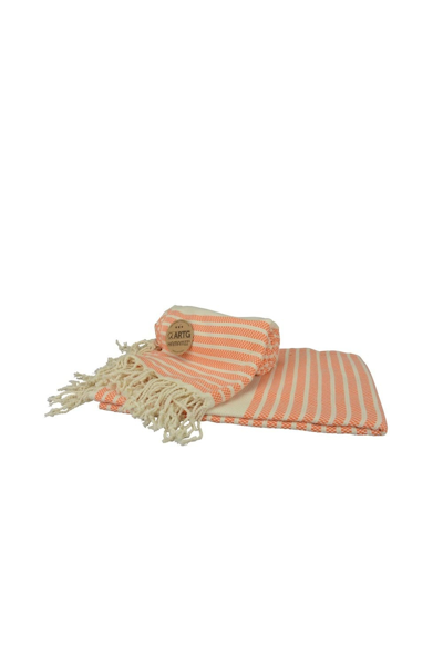 A&r Towels Hamamzz Peshtemal Traditional Woven Towel (orange/cream) (one Size)