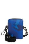 Valentino Garavani Men's Small Camouflage Leather Crossbody Bag In Blue Multi