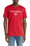 Dolce & Gabbana Jersey Round-neck T-shirt With Dg Milano Embroidery In Bright Red