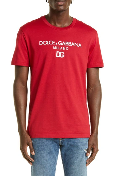 Dolce & Gabbana Dg Embroidered T-shirt In Bright Red