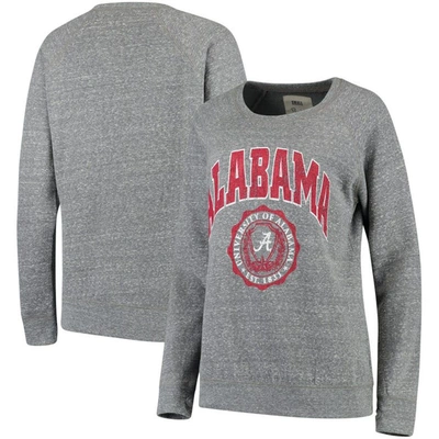 Pressbox Women's Heathered Gray Alabama Crimson Tide Edith Vintage-like Knobi Pullover Sweatshirt