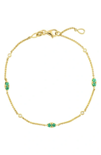 Bony Levy El Mar Diamond & Emerald Station Bracelet In 18k Yellow Gold