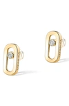 Messika Move Uno Diamond Post Earrings In Yellow Gold