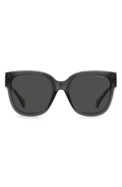 Polaroid 55mm Polarized Square Sunglasses In Grey / Gray Pz