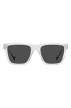 Polaroid 54mm Polarized Rectangular Sunglasses In Crystal / Gray Pz