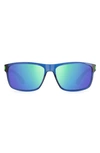 Polaroid 58mm Polarized Rectangular Sunglasses In Blue Green / Green ml Pz